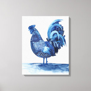 Toile Animaux de ferme de bleu de cobalt - coq