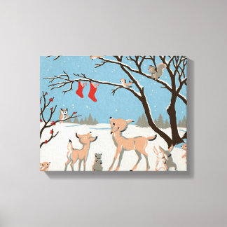 Toile Animaux de la forêt d'hiver