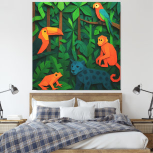 Toile Animaux pliés de la forêt – Faune tropicale de la