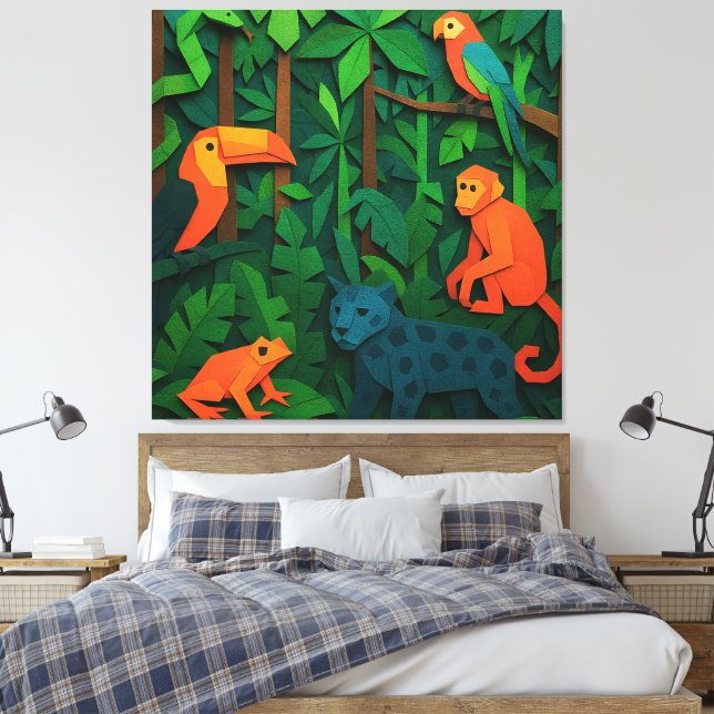 Toile Animaux pliés de la forêt – Faune tropicale de la  (Insitu(Chambre))