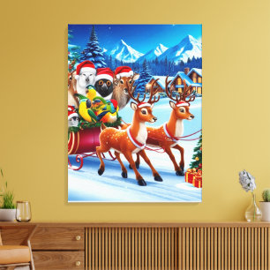 Toile Animaux souriants Canvas de nuit de Noël 24" x 32"