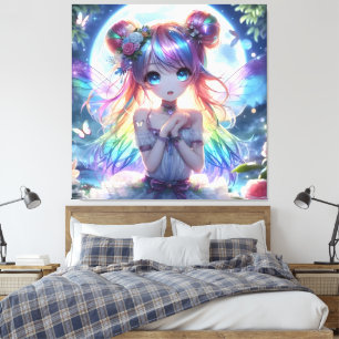 Toile Anime Girl Arc-en-ciel Chanter Lune Fée