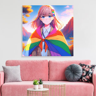 Toile Anime Girl avec LGBTQIA+ Cape