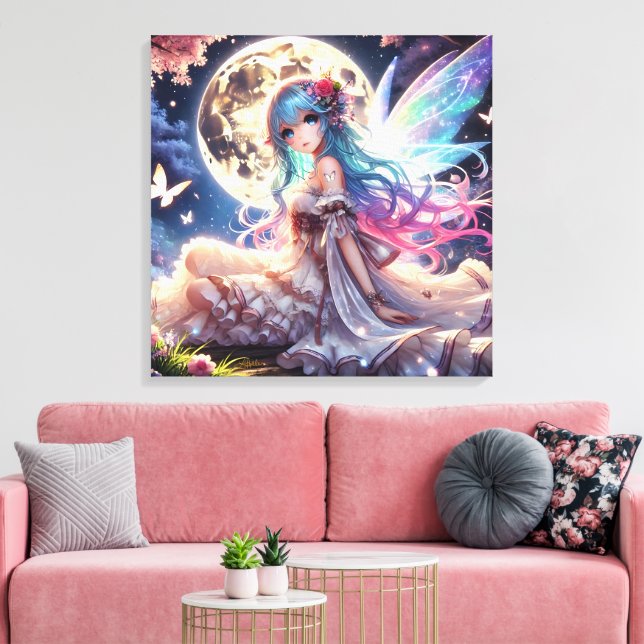 Toile Anime Girl Moon Fairy Princesse dans le jardin (Insitu(Salon))