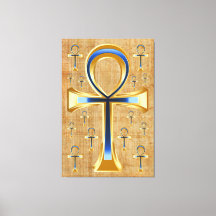 Ankh égyptien - Design or et bleu
