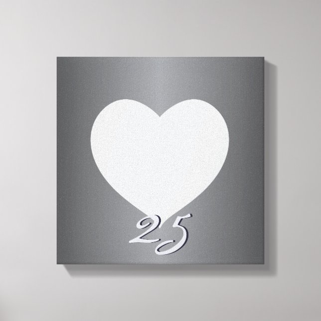 Toile Anniversaire Argent Plaque Cadre Coeur 1 Photo Can (Recto)