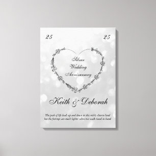 Toile Anniversaire d'argent personnalisable