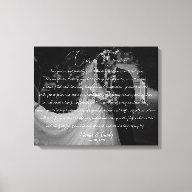Toile Anniversaire du Mariage customisé Photo & Vows (Recto)