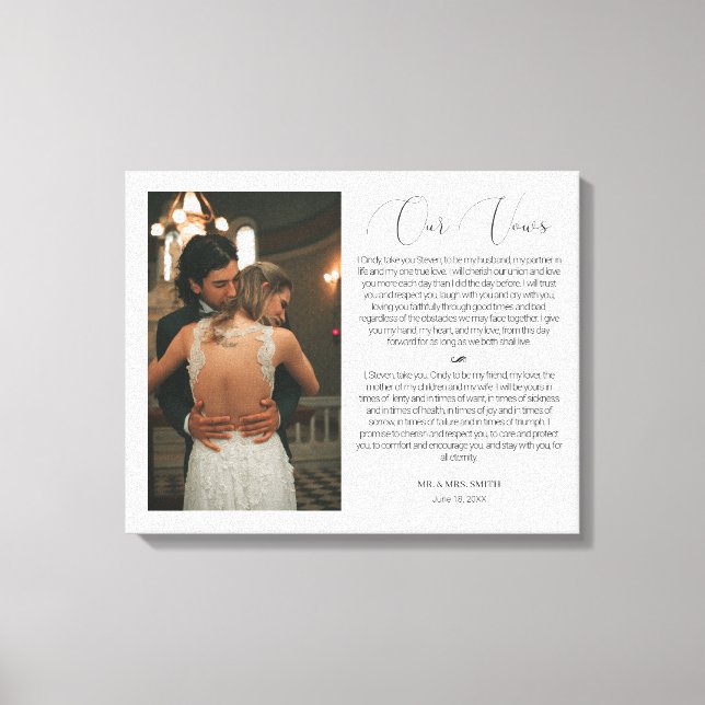 Toile Anniversaire du Mariage customisé Photo & Vows (Recto)