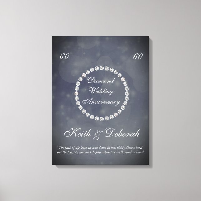Toile Anniversaire du Mariage diamant personnalisable (Recto)