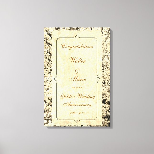 Toile Anniversaire du Mariage d'or personnalisable (Recto)