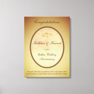Toile Anniversaire du Mariage d'or personnalisable