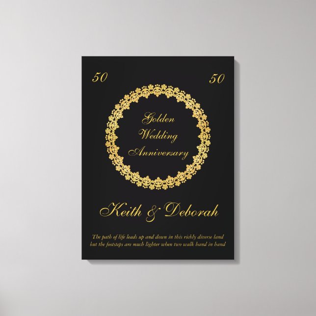 Toile Anniversaire du Mariage d'or personnalisable (Recto)