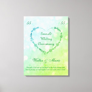 Toile Anniversaire du Mariage Emeraude personnalisable