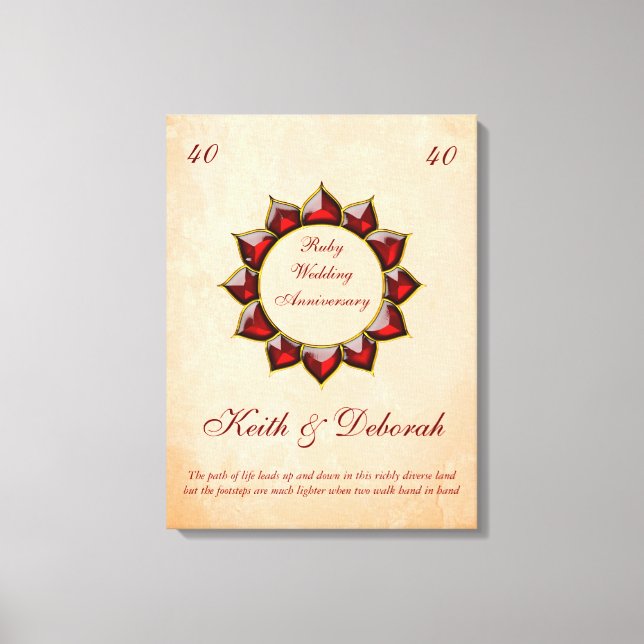 Toile Anniversaire du Mariage Ruby personnalisable (Recto)