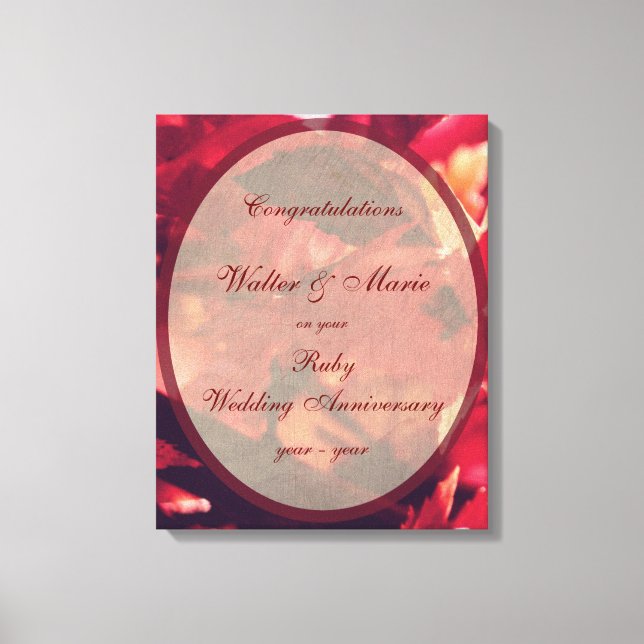 Toile Anniversaire du Mariage Ruby personnalisable (Recto)