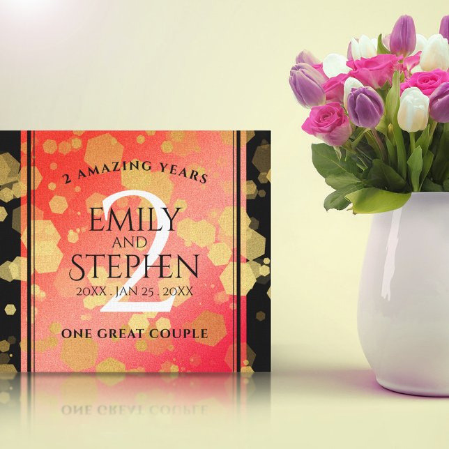 Toile Anniversaire élégant du 2ème Mariage Garnet (Elegant 2nd Garnet Wedding Anniversary Canvas Wrap Cover Photo.)