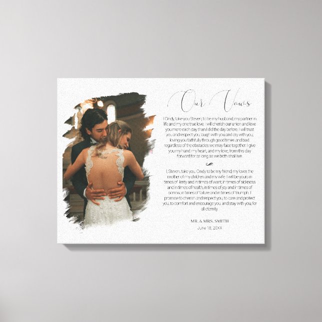 Toile Anniversaire Mariage personnalisé Photo & Vows (Recto)