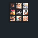 Toile Anniversaire personnalisé photo collage noir monog<br><div class="desc">Un cadeau unique de 50ème anniversaire (ou tout âge) ou de garder un souvenir, célébrant sa vie avec un collage de 8 de vos photos. Ajoutez des images de sa famille, de ses amis, de ses animaux de compagnie, de ses loisirs ou de sa destination de voyage de rêve. Personnalisez...</div>