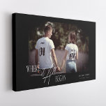 Toile Anniversaire photo moderne Fiançailles Mariage Dat<br><div class="desc">Célébrez votre histoire d'amour avec un Mariage Fiançailles de photo moderne personnalisé Anniversaire Date Canvas Imprimer! Cette étonnante toile imprimée présente une belle photo du couple heureux, ainsi que la date spéciale qui marque le début de leur éternité. Le design moderne et élégant en fait un complément parfait à votre...</div>