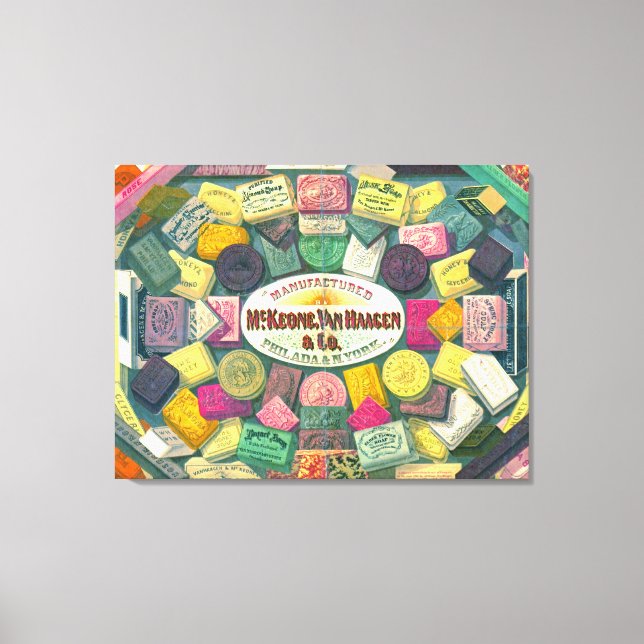 Toile Annonce savonneuse vintage 1865 (Recto)