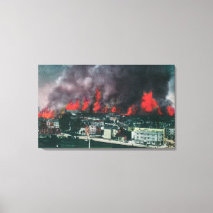 Toile Antenne de ville en feu pendant le feu 1906