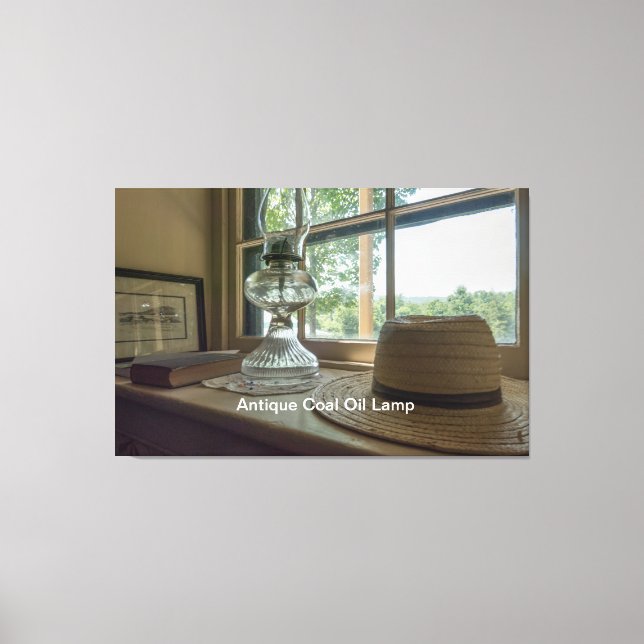 Toile Antique coal Oil Lamp and Straw Hat (Recto)