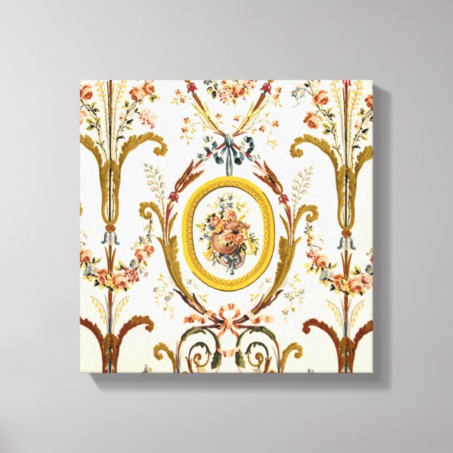Toile Antique Rococo Floral Gold Crème Élégante (Recto)
