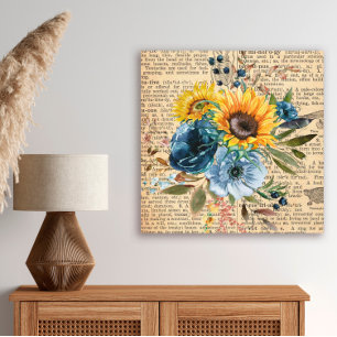 Toile Antique Vintage Tournesols Dictionnaire Floral Ble