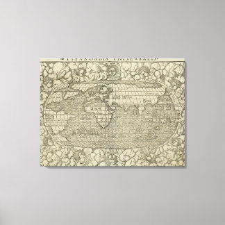 Toile Antique World Map by Sebastian Münster aux environ