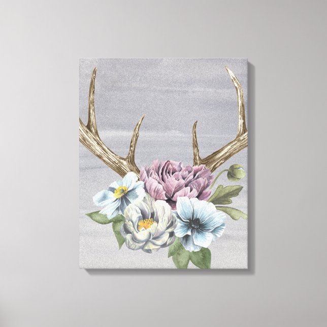 Toile Antlers floraux de cerfs (Recto)