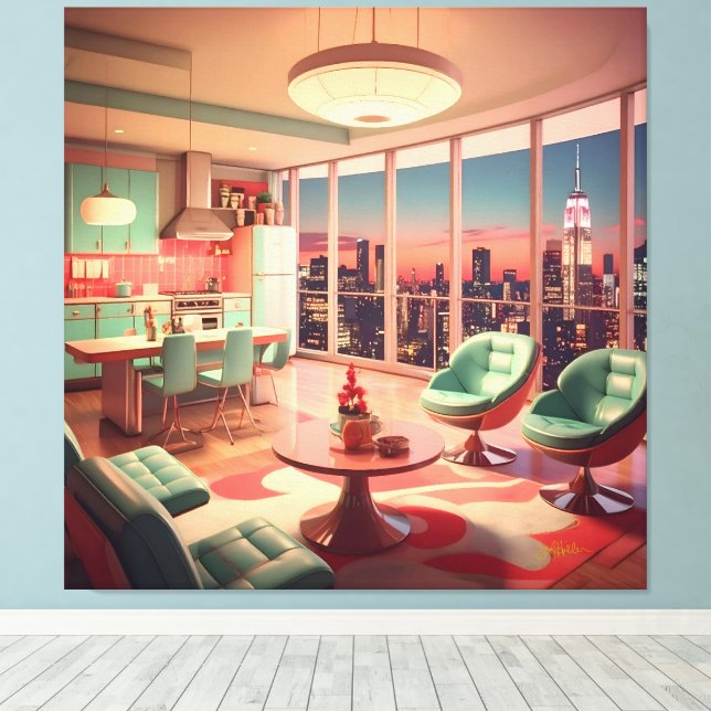 Toile Appartement penthouse futuriste atomique (Insitu (Plancher de Bois))