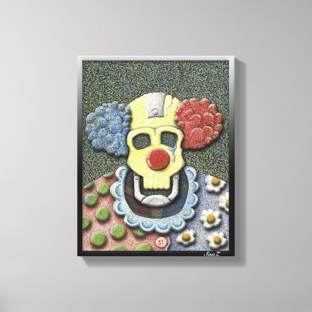Toile Appelez le Clown-Color Pointillisme/Gouache en Ple (Recto)