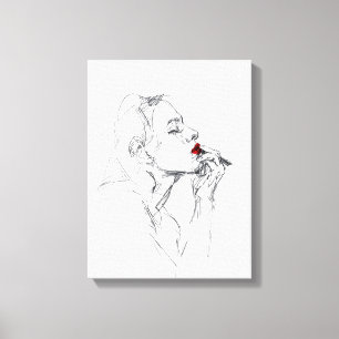 Toile Application du rouge à lèvres