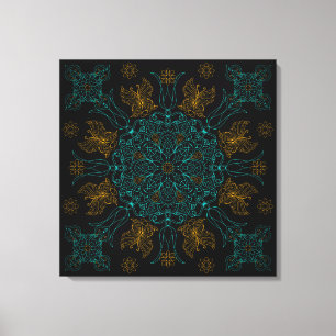 Toile Aqua et Gold Mandala Art