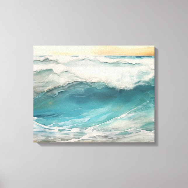 Toile Aqua Réveil Encaustique Peinture Océan numérique (Recto)
