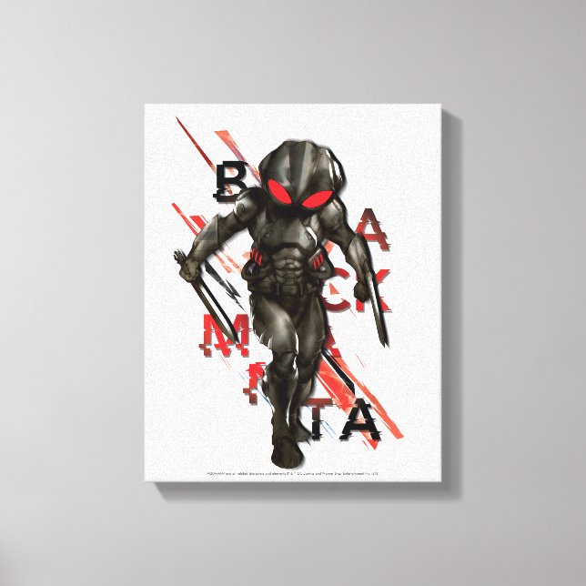 Toile Aquaman | Black Manta Scattered Typography Graphic (Recto)