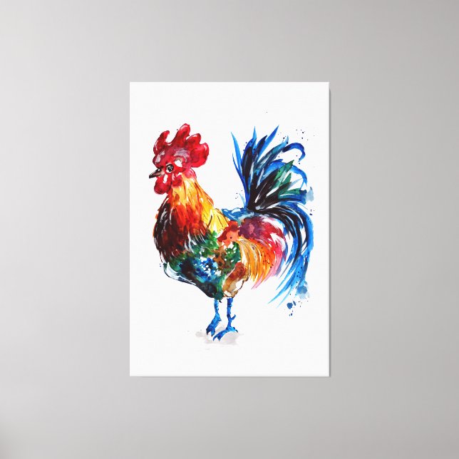 Toile Aquarelle à grand coq (Recto)
