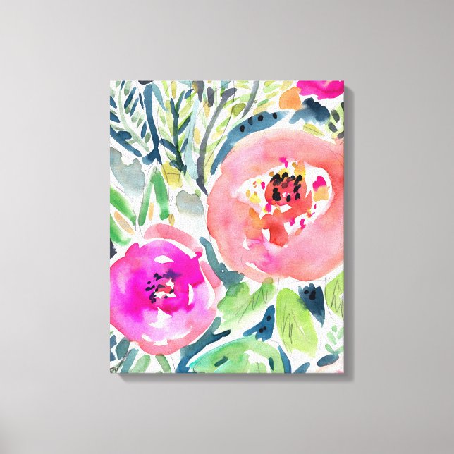 Toile Aquarelle à pignon gras Floral (Recto)