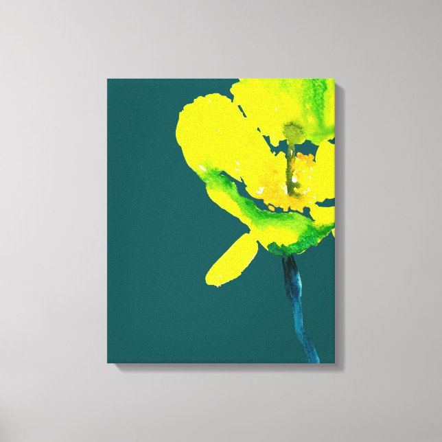 Toile Aquarelle abstraite de fleurs jaunes (Recto)