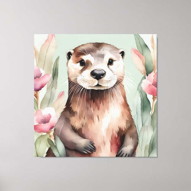 Toile Aquarelle adorable Otter (Recto)