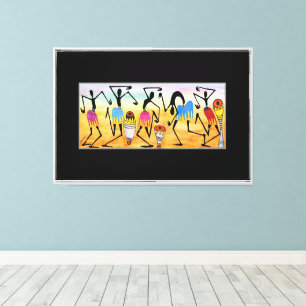 Toile Aquarelle, Art Africain Coeur Danse Réchauffante