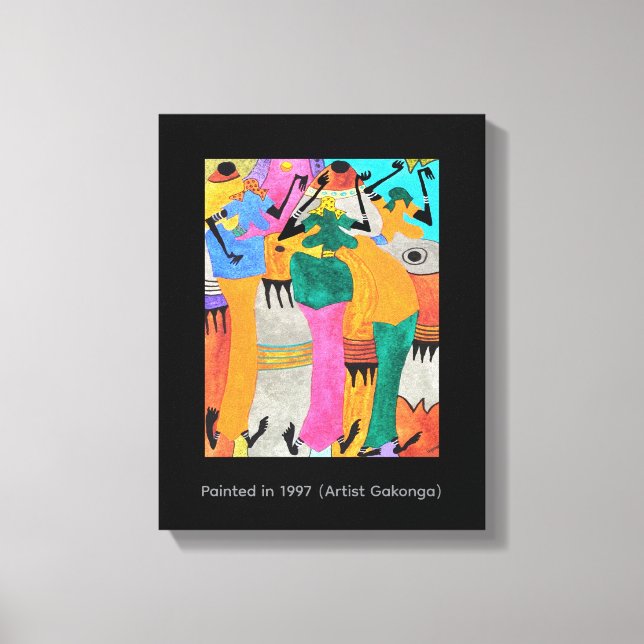 Toile Aquarelle, Art Africain, Danse Joie Magnifique (Recto)