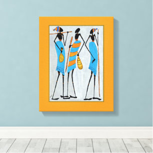 Toile Aquarelle, Art Africain, Guerriers Masaï