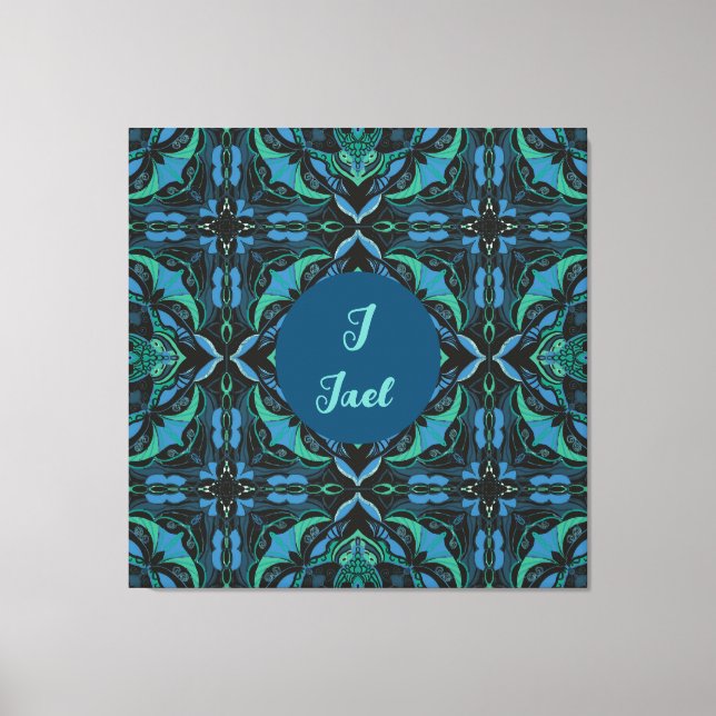 Toile Aquarelle Azulejo noir espagnol personnalisé (Recto)