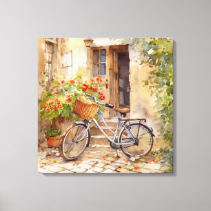 Toile Aquarelle Bicyclette Art