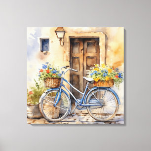 Toile Aquarelle Bicyclette Art