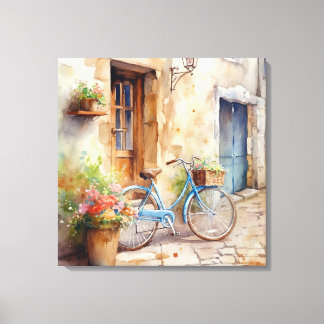 Toile Aquarelle Bicyclette Art