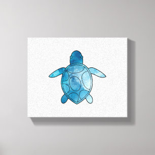 Toile Aquarelle bleue de la tortue marine