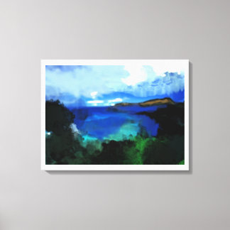 Toile Aquarelle bleue Paysage Abstrait
